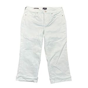 NYDJ Marilyn Crop Jeans Womens Sz 10 Mint Lift Tuck Technology Cuff Detail